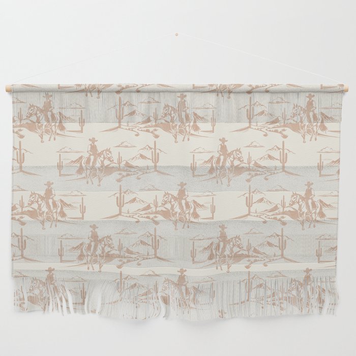Southwestern Cowboy Toile - Light Brown on Cream Wall Hanging Gallery Image 1