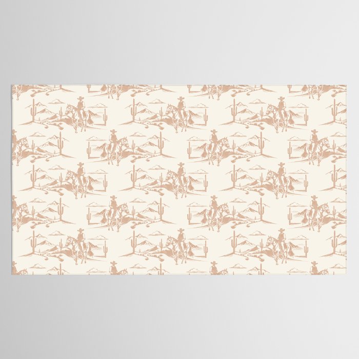 Southwestern Cowboy Toile - Light Brown on Cream Tablecloth Gallery Image 2