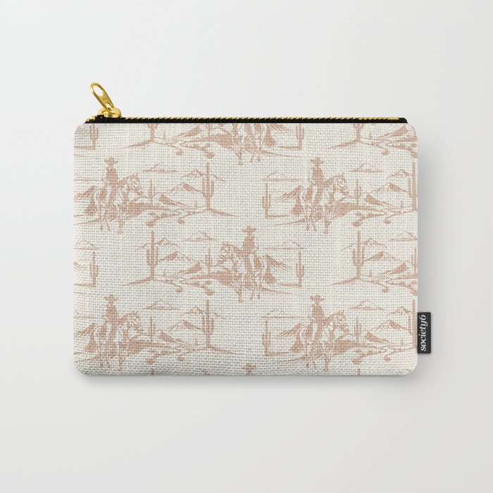 Southwestern Cowboy Toile - Light Brown on Cream Carry All Pouch Gallery Image 1