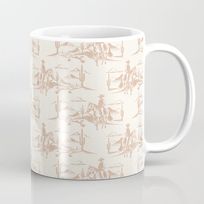Southwestern Cowboy Toile - Light Brown on Cream Coffee Mug Gallery Image 1