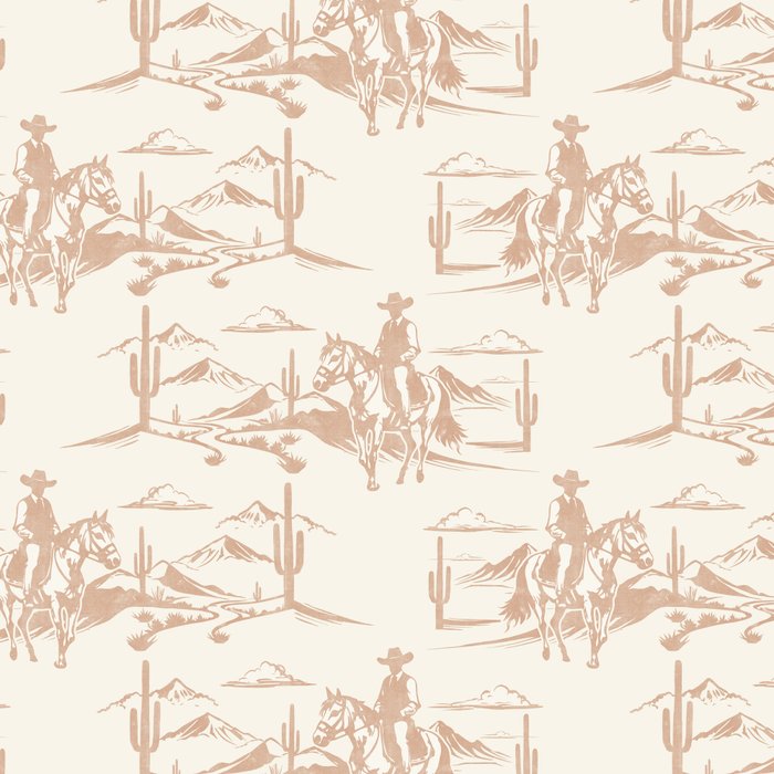 Southwestern Cowboy Toile - Light Brown on Cream Coffee Mug Gallery Image 2