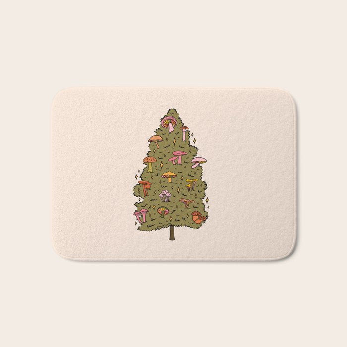 Mushroom Christmas Tree Bath Mat Gallery Image 1