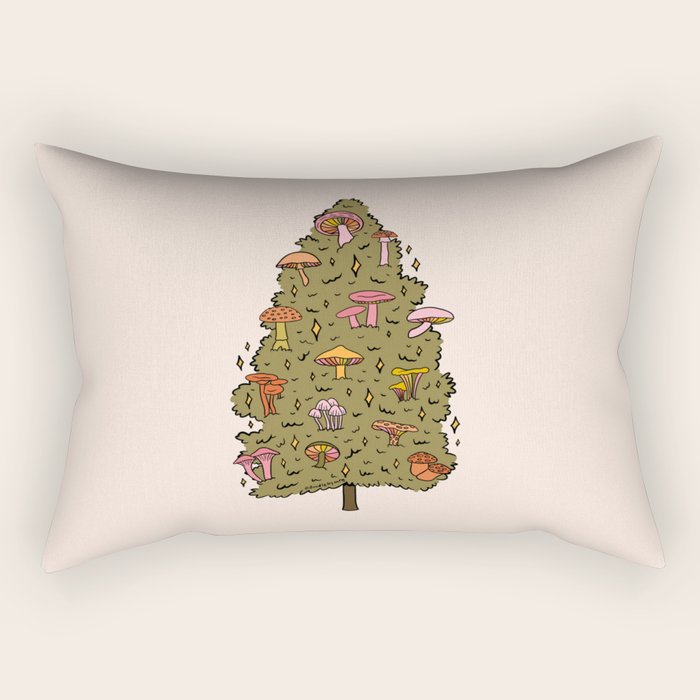 Mushroom Christmas Tree Rectangular Pillow Gallery Image 1