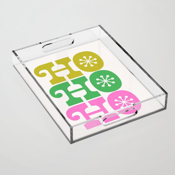 Ho Ho Ho - Pink and Green Acrylic Tray Gallery Image 1