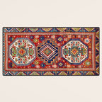 Three Medallion Kazak Southwest Caucasus Carpet Print Desk Mat Gallery Image 3