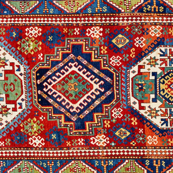Three Medallion Kazak Southwest Caucasus Carpet Print Coffee Mug Gallery Image 2
