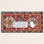 Three Medallion Kazak Southwest Caucasus Carpet Print Desk Mat Gallery Image 1