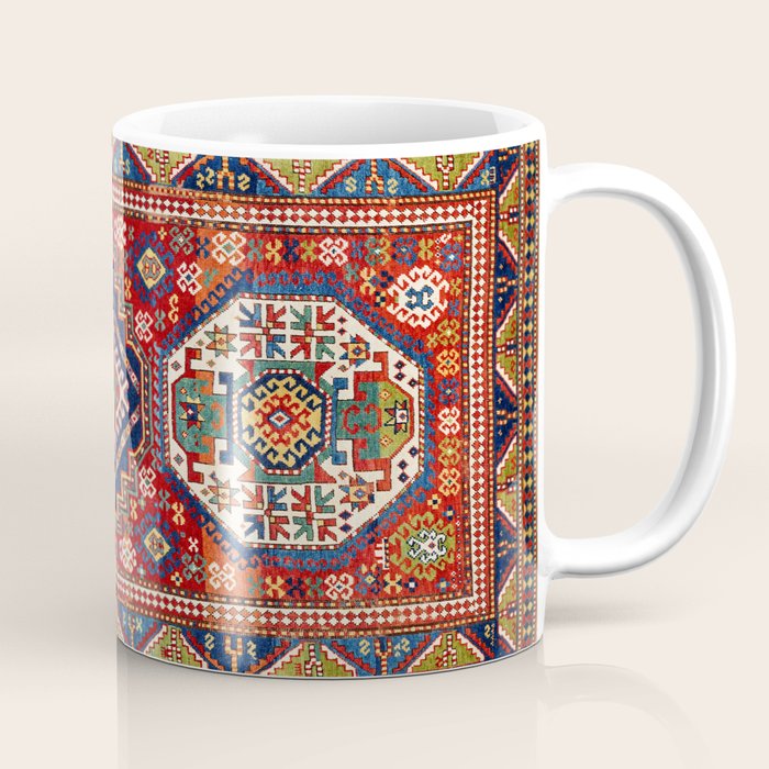 Three Medallion Kazak Southwest Caucasus Carpet Print Coffee Mug Gallery Image 1