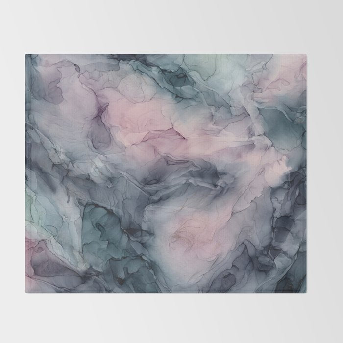 Blush Gray Blue Flowing Abstract Glow Up 1 Throw Blanket Gallery Image 2