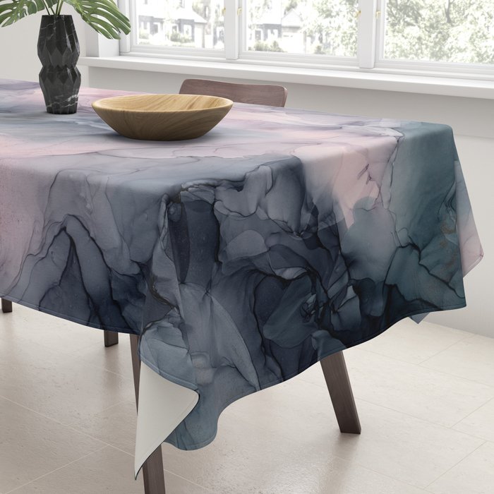 Blush Gray Blue Flowing Abstract Glow Up 1 Tablecloth Gallery Image 3