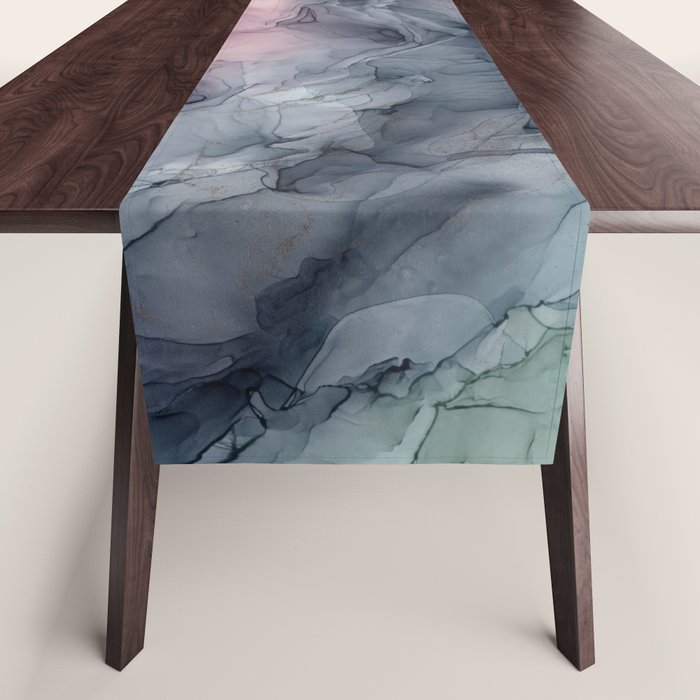 Blush Gray Blue Flowing Abstract Glow Up 1 Table Runner Gallery Image 1