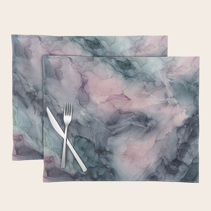 Blush Gray Blue Flowing Abstract Glow Up 1 Placemat Gallery Image 1