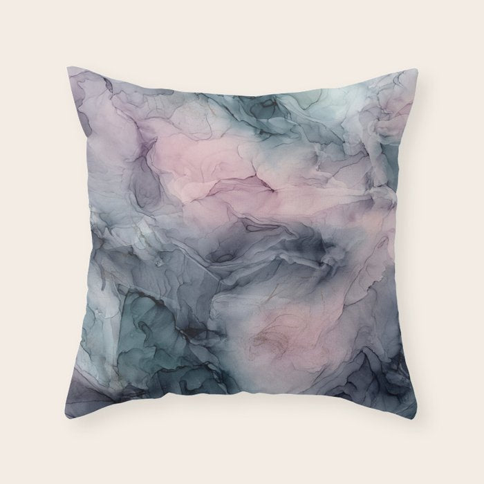 Blush Gray Blue Flowing Abstract Glow Up 1 Throw Pillow Gallery Image 6