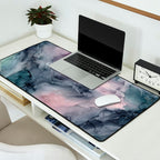 Blush Gray Blue Flowing Abstract Glow Up 1 Desk Mat Gallery Image 2