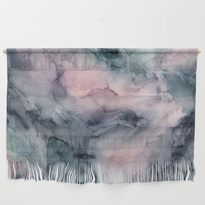 Blush Gray Blue Flowing Abstract Glow Up 1 Wall Hanging Gallery Image 1