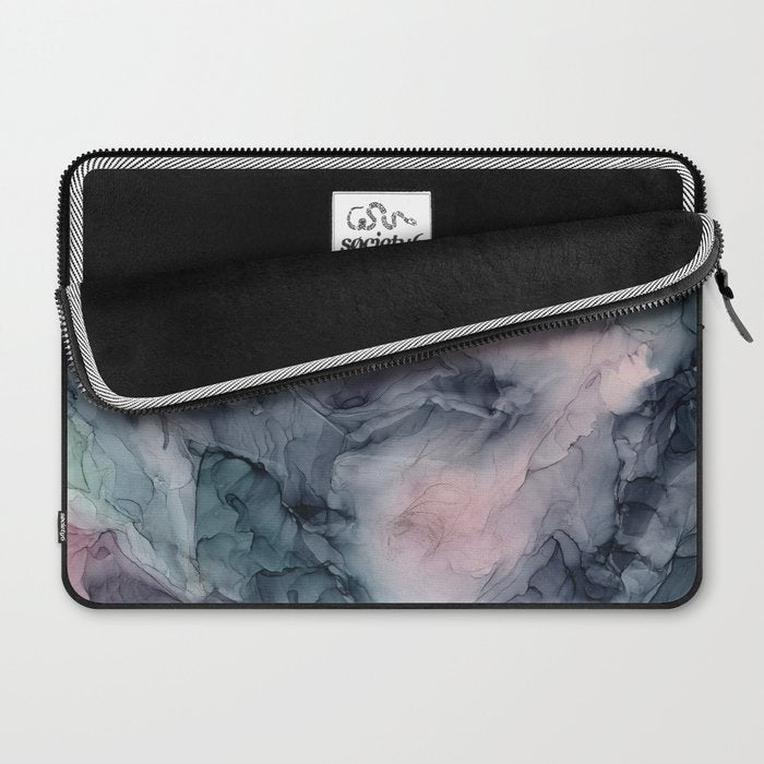 Blush Gray Blue Flowing Abstract Glow Up 1 Laptop Sleeve Gallery Image 2