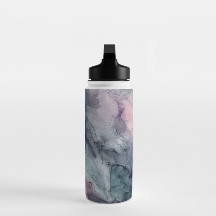 Blush Gray Blue Flowing Abstract Glow Up 1 Water Bottle Gallery Image 3