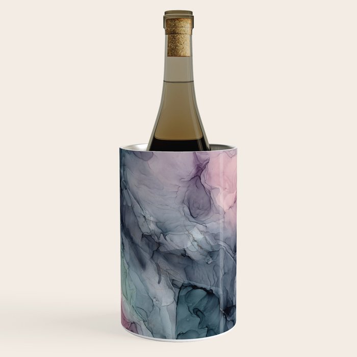 Blush Gray Blue Flowing Abstract Glow Up 1 Wine Chiller Gallery Image 2