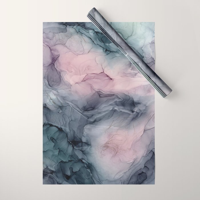 Blush Gray Blue Flowing Abstract Glow Up 1 Wrapping Paper Gallery Image 1