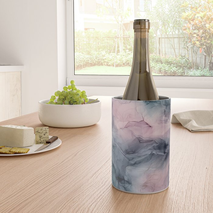 Blush Gray Blue Flowing Abstract Glow Up 1 Wine Chiller Gallery Image 4