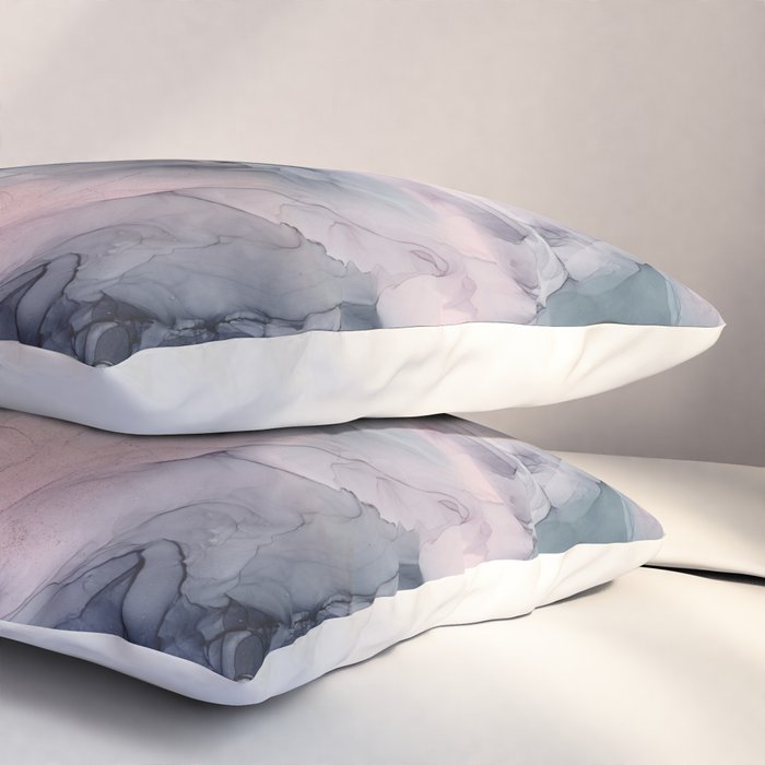 Blush Gray Blue Flowing Abstract Glow Up 1 Pillow Sham Gallery Image 3