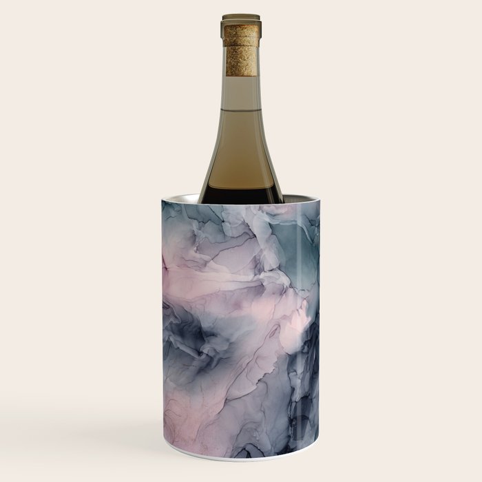 Blush Gray Blue Flowing Abstract Glow Up 1 Wine Chiller Gallery Image 3