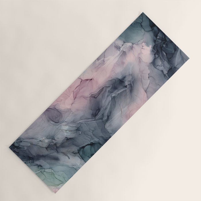 Blush Gray Blue Flowing Abstract Glow Up 1 Yoga Mat Gallery Image 1