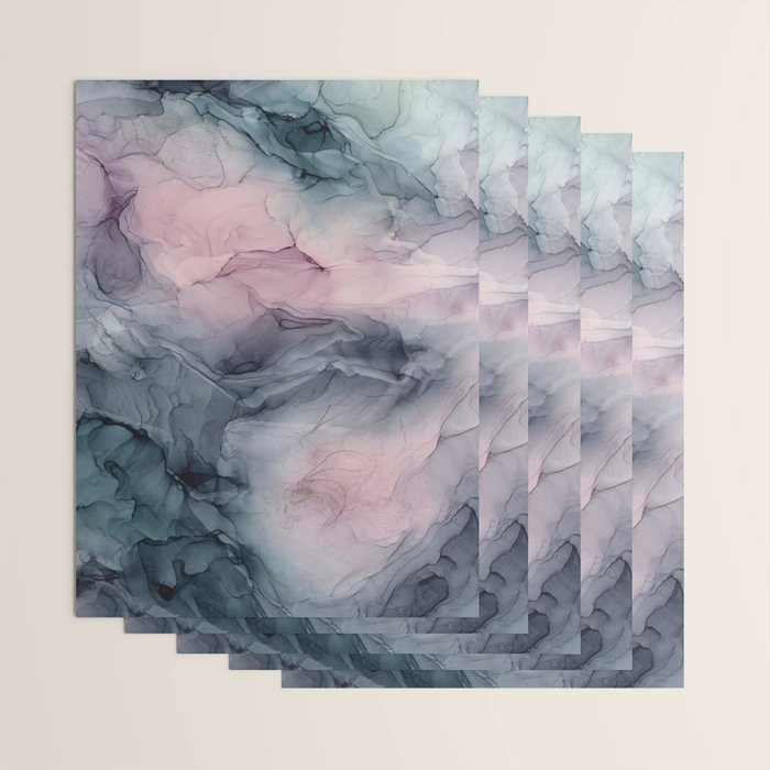 Blush Gray Blue Flowing Abstract Glow Up 1 Wrapping Paper Gallery Image 3