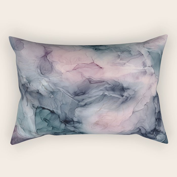 Blush Gray Blue Flowing Abstract Glow Up 1 Rectangular Pillow Gallery Image 1