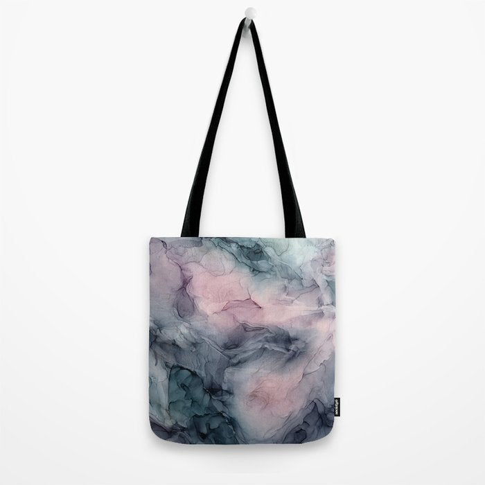 Blush Gray Blue Flowing Abstract Glow Up 1 Tote Bag Gallery Image 2