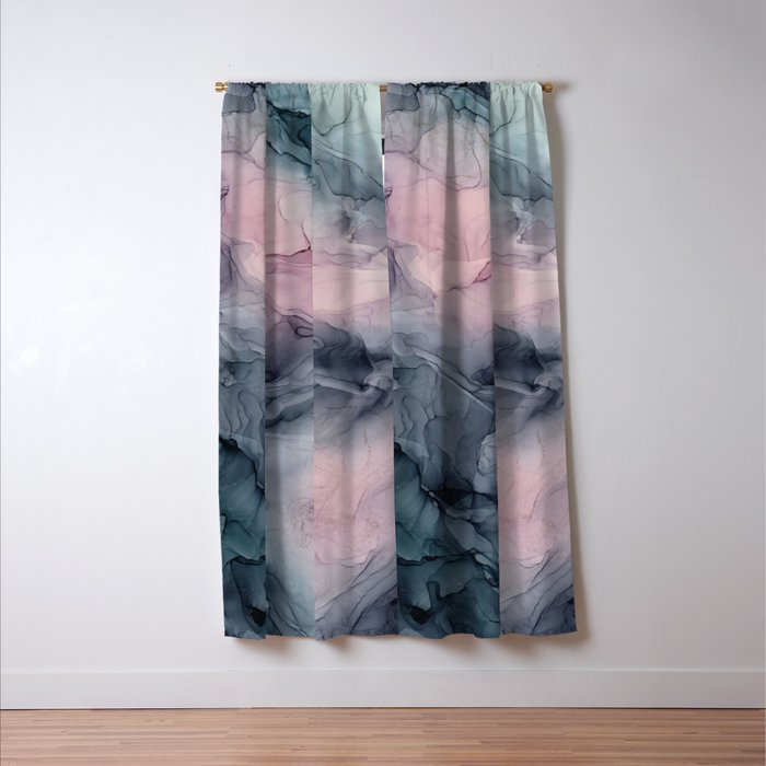 Blush Gray Blue Flowing Abstract Glow Up 1 Window Curtain Gallery Image 3