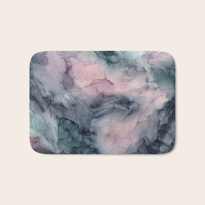 Blush Gray Blue Flowing Abstract Glow Up 1 Bath Mat Gallery Image 1