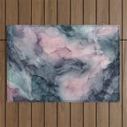 Blush Gray Blue Flowing Abstract Glow Up 1 Outdoor Rug Gallery Image 1