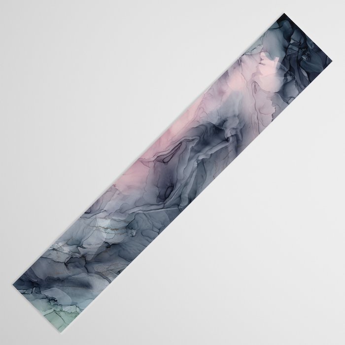 Blush Gray Blue Flowing Abstract Glow Up 1 Table Runner Gallery Image 3