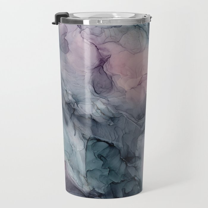 Blush Gray Blue Flowing Abstract Glow Up 1 Travel Mug Gallery Image 3