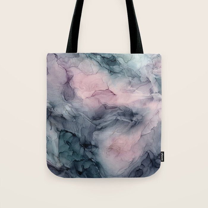 Blush Gray Blue Flowing Abstract Glow Up 1 Tote Bag Gallery Image 1