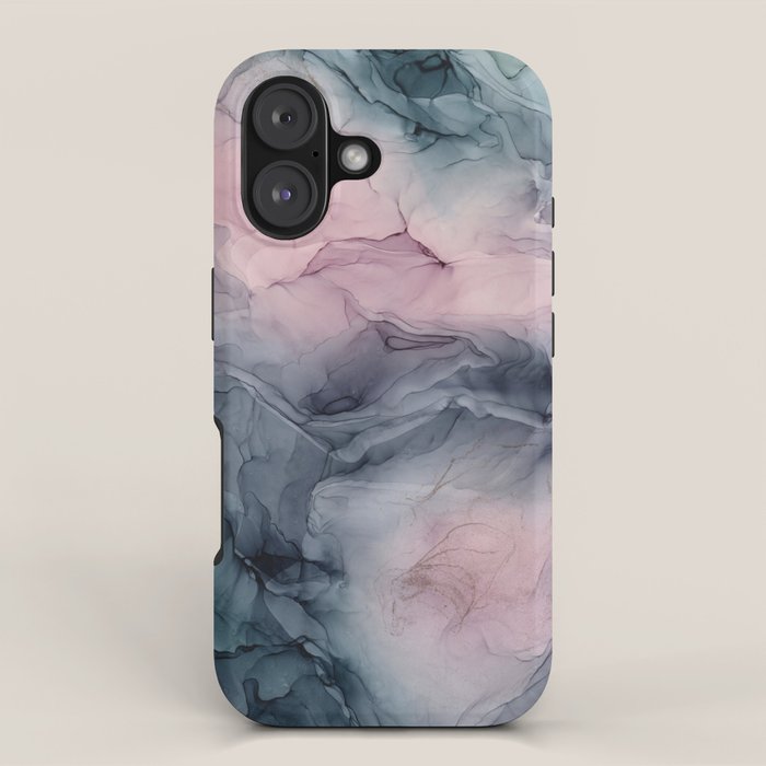 Blush Gray Blue Flowing Abstract Glow Up 1 iPhone Case Gallery Image 1