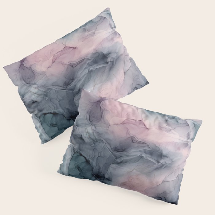Blush Gray Blue Flowing Abstract Glow Up 1 Pillow Sham Gallery Image 3