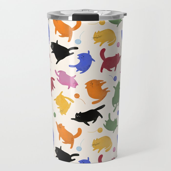 Rainbow Kittens Pattern Travel Mug Gallery Image 1