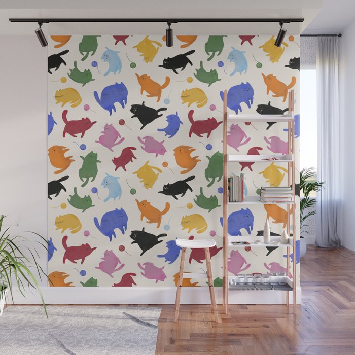 Rainbow Kittens Pattern Wall Mural Gallery Image 1