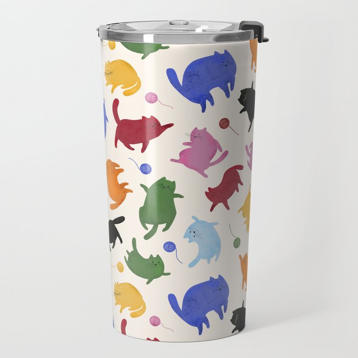 Rainbow Kittens Pattern Travel Mug Gallery Image 2