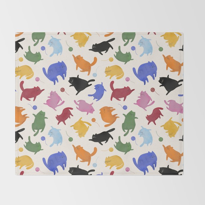 Rainbow Kittens Pattern Throw Blanket Gallery Image 2