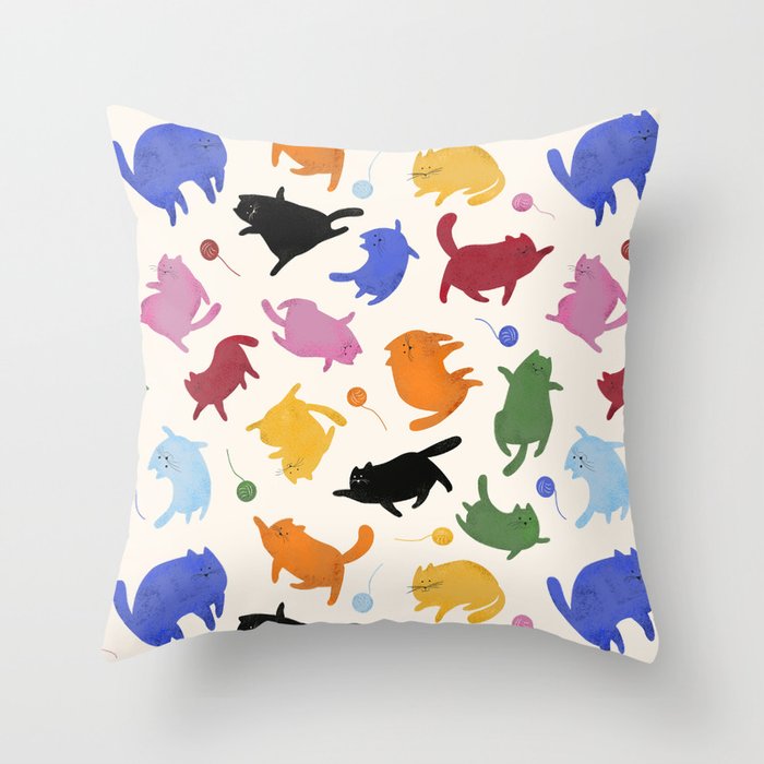 Rainbow Kittens Pattern Throw Pillow Gallery Image 1
