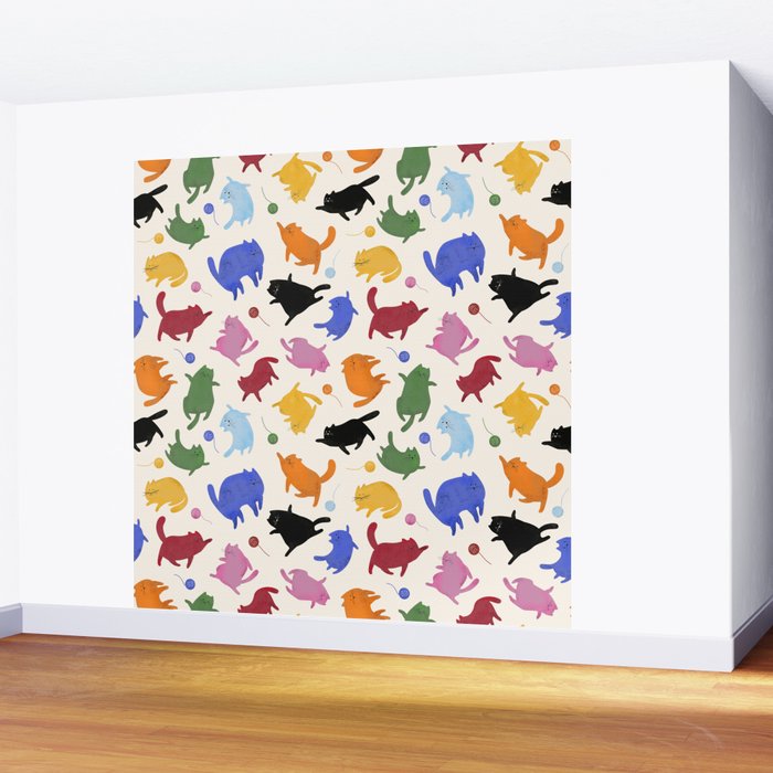 Rainbow Kittens Pattern Wall Mural Gallery Image 2