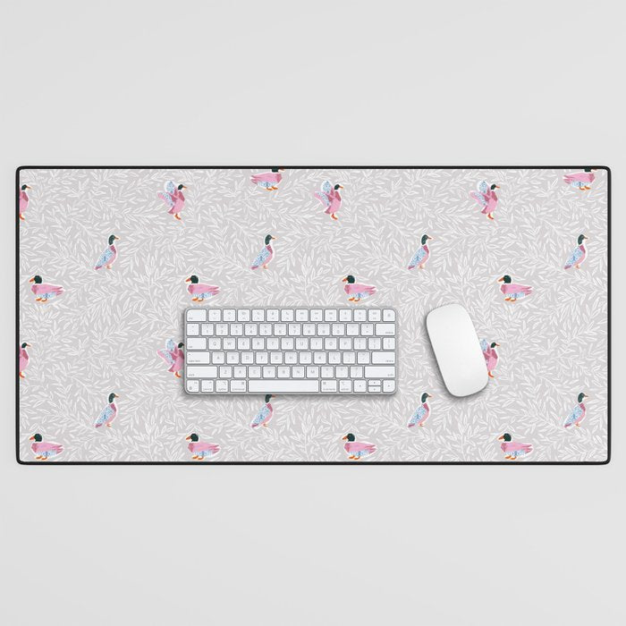 Mallard Duck Tales Chinoiserie Beige Desk Mat Gallery Image 1