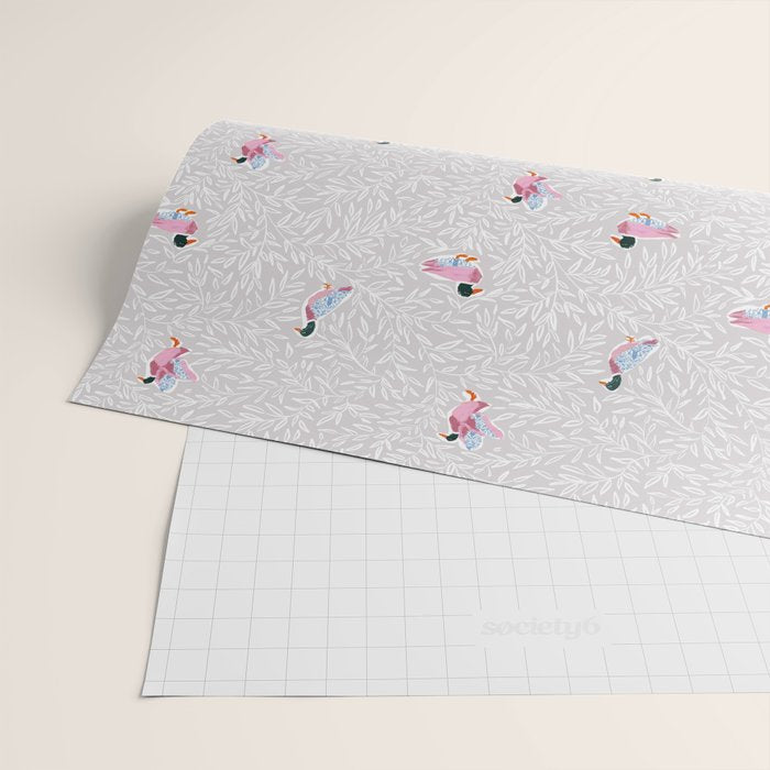 Mallard Duck Tales Chinoiserie Beige Wrapping Paper Gallery Image 2