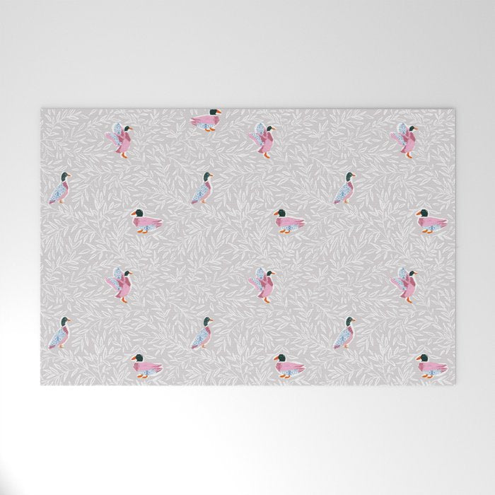 Mallard Duck Tales Chinoiserie Beige Welcome Mat Gallery Image 1