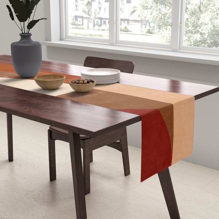 abstract retro shapes earthy 8 Table Runner Gallery Image 2