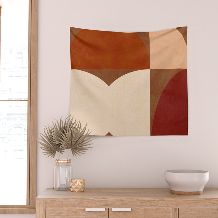 abstract retro shapes earthy 8 Wall Tapestry Gallery Image 2