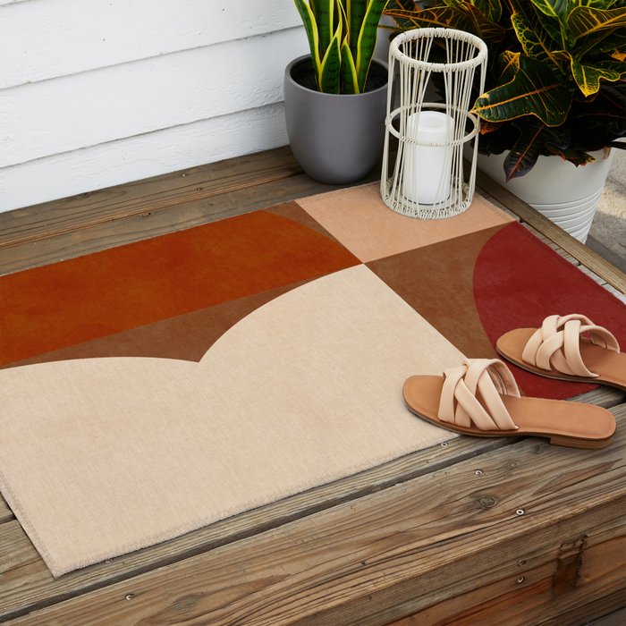 abstract retro shapes earthy 8 Outdoor Rug Gallery Image 2